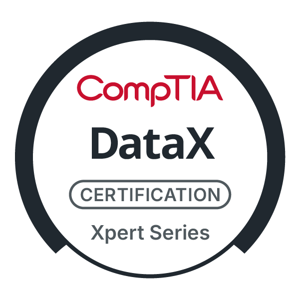 This image is the logo for CompTIA DataX certification.